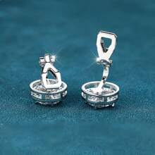 1 件奢华女式白水晶耳环饰品银色圆形夹式耳环女士复古婚礼耳环