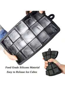 1 件硅胶冰块托盘模具，易于释放的冷冻饮料机，适用于家庭和酒吧使用，适用于厨房、餐厅、冰箱、冰柜、果冻和布丁制作，DIY 冷冻饮料模具，易于释放的冰块托盘，适用于家庭和酒吧 - 黑色 - 查看 1