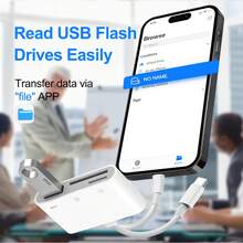 3-in-1 SD-Kartenleser mit Lightning- und USB-C-Schnittstelle, kompatibel mit SD/TF/USB-Karten, geeignet für iPhone 17/16/15/14/13/12/11, S26/S25/S24/S23/S22/S21/S20 Ultra Plus, Kamera-Serie - Weiss - Übersicht 8
