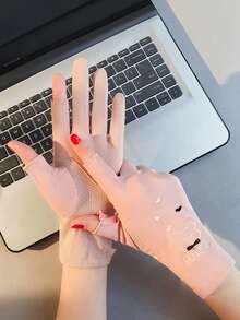 1 Set Ladies' Thin Fingerless Gloves, Black/Beige/Purple, UV Protection Breathable Non-Slip Touchscreen Summer Driving Gloves