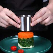 Stainless Steel Cake Ring Set, With Push Rod, 3 Sizes Available, Rice Ball Sushi Molding Mold, Cake Mold Ring, Stainless Steel Mousse Cake Mold Ring, Tart Ring, Rice Ball Mold, Purple Rice Taro Cheese Brick Mold, Baking Tools, Kitchen Small Tools, Kitchen Accessories, Dish Arrangement And Decoration Tools, Household Kitchen Supplies, Used For Tuna Tartare And Dessert Cakes And Food Display Rings - Silver - View 11