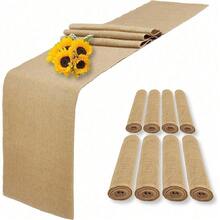 6 Pack Natural Burlap Table Runners,12 X 72 Inch Rustic Jute Table Runner And Placemats Bulk For Western Wedding Table Decorations,Farmhouse Style Party,Holiday,Kitchen Coffee Table Decor Cover - 8 包 12x108 英寸 - 查看 1