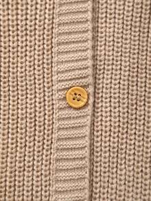 Baby Girls Classic Solid Color Warm Knitted Long Sleeve Sweater Jacket, Retro Style Suitable For Autumn/Winter Outings Or Daily Wear For Family Gatherings - Khaki - View 5