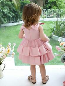 女婴蝴蝶结薄纱公主派对礼服，适合女孩生日派对、花童、婚礼、舞会、节日庆典等场合。