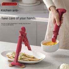 1pc Heat Resistant Tongs With Ergonomic Non-Slip Handle, Adjustable Design, Lightweight And Easy To Store, Multi-Functional Use In Kitchen, Made Of ABS And Stainless Steel