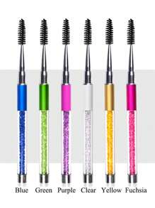 1 Pc Purple Spoolies Mascara Wands Eyelash Brushes ,Diamond-Encrusted Eyelash Brush Comb Eye Brow Brush Applicator With Cap Travel Unscented Nylon Bristle, Palm Brush Form, ABS Plastic Rod, Suitable For All Skin Types, Makeup Tool