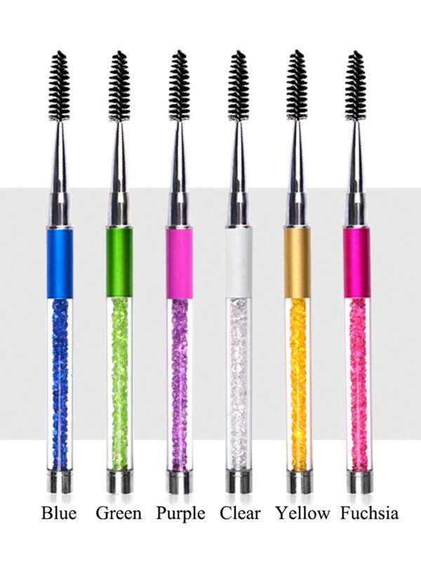 1 Pc Purple Spoolies Mascara Wands Eyelash Brushes ,Diamond-Encrusted Eyelash Brush Comb Eye Brow Brush Applicator With Cap Travel Unscented Nylon Bristle, Palm Brush Form, ABS Plastic Rod, Suitable For All Skin Types, Makeup Tool