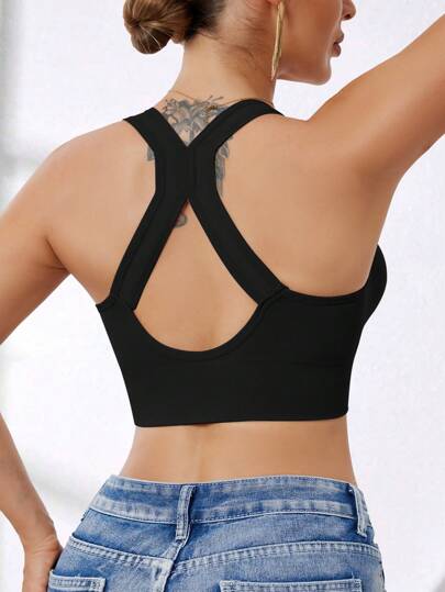 Ladies High Impact Front Zip Wirefree Seamless Elastic Sports Yoga Running BH Women view 4