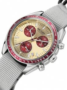MEGIR MEGIR Luxus Quarz Uhren für Herren, Leinwand Armband, Sport Lässig Chronograph, leuchtende, wasserdichte Herren Armbanduhr mit Datum und 24-Stunden-Anzeige 2247
