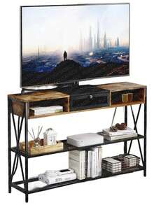 Mueble Tv Con Enchufes Estante Entrada Mesa - Marrón - Ver 1