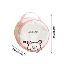 1pc Cute Kapibala & Bear Pattern Mini Lunch Bag, Portable Thermal Insulated Picnic Bag, Dustproof & Waterproof Food Container Storage Bag, Bento Lunch Box Bag, Reusable Cooler Bag, Multifunctional Handbag, Suitable For Student And Adult Use In Home, School, Dorm, Office, Outdoor Camping, Picnic, Travel, Back To School