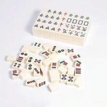 一套传统迷你中国麻将游戏套装，144张牌，尺寸2厘米/2.4厘米，旅行麻将，互动游戏，派对游戏，节日游戏，创意小礼物，旅行游戏，生日派对用品，生日礼物 - 彩色 - 查看 7