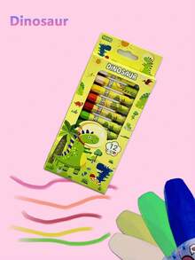 1 支，12 色卡通主题油画蜡笔，艺术涂鸦彩色笔，用于绘画，返校/学校用品，学生礼物/奖品