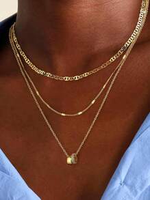 Layered Necklaces For Women - 14K Gold Plated Necklace, Dainty 3Pcs Layered Stacked Necklace, Circle Chain Necklaces, Non Tarnish Waterproof Jewelry, Birthday Gifts Mothers Day Gift