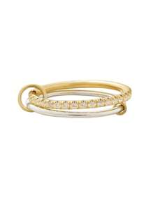BALMORA 1 Stück 925er Sterling Silber Ring mit ineinander greifendem Design, eingelegt mit synthetischem Zirkonia, zweifarbig blockierter Handschmuck für Damen Mode, europäischer und amerikanischer Hip-Hop Stil, Schmuckstücke zum Layering, Geburtstagsgeschenk, Schmuckgeschenk