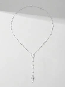 1 pieza Nuevo 2025 Collar colgante de rosario con nuestra señora de Guadalupe y Cristo crucificado, de plata de ley 925 chapada en platino hipoalergénico, con caja de regalo con cajón y bolsa de transporte incluidos, adecuado para regalos para madres, parejas, amigos, creyentes, Primera Comunión católica, para uso diario y festivo oraciones