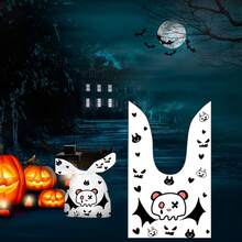 50 Pieces Halloween Rabbit Ear Snack Bag Halloween Rabbit Ear Candy Gift Bags Rabbit Goody Bags Halloween Bags Party Supplies - Pirate Skull - View 6