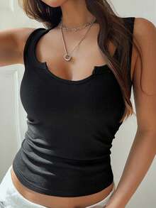 女士背心 夏季 Y2K 年轻热性感运动休闲通勤吊带背心 - 黑色 - 查看 1