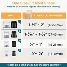 16pcs Chair Leg Floor Protectors Premium Clear/Black For Hardwood Floors - Polished Metal Finish, Durable Furniture Feet Covers With Felt Pads & Rubber Caps, 4 Sizes Available