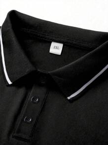 Plus Size Men Short Sleeve Polo Shirt, Vintage Basic Style, Fashion