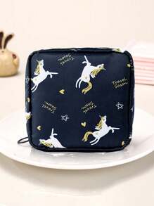 1pc Cute Cartoon Multi.Purpose Waterproof StorageBag-Big Capacity SanitaryNapkin Storage Bag CosmeticStorage Bag Student TravelEssentials Pencil Bag WalletStationery Storage Bag(ThePrinting Position Of ThePattern Is Not Fixed),BohoVibes