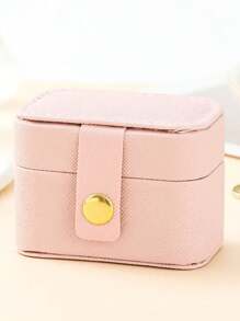 Petite boîte à bague en PU, boîte à bijoux à bouton, boîte à bijoux cadeau, boîte à bague de mariage, convient pour ranger et exposer les bagues, colliers, boucles d'oreilles, nail art. Idéal pour les cadeaux de mariage et la Saint-Valentin.