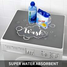 1pc Gray Letter Bubble Print Washing Machine Dust Cover Pad,Countertop Absorbent Table Mat,Absorbent & Quick-Dry Fridge Mat, Microwave Oven Dust Cover,Soft Diatom Mud Drainage Pad,Non-Skid Super Absorbent And Wear-Resistant Dish-Washing Dry Pad,19.7*23.6 Inch Modern Washing Machine & Dryer Top Cover,Suitable For Laundry Room And Kitchen