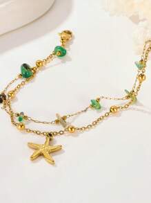 1 pieza Pulsera con dije de concha, pulsera de estilo bohemio de piedra natural para damas