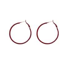 1 par de pendientes tipo aro con baño de esmalte rojo en estilo vintage, diseño exclusivo de alta gama