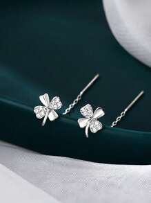 Boucles d'oreilles trèfle à quatre feuilles simples et à la mode en argent sterling pour femmes, boucles d'oreilles de haute qualité et élégantes, cadeaux de la Saint-Valentin