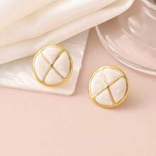 1 Pair Fashionable Circular Oil Drop Hoop Earrings, Exquisite & Versatile