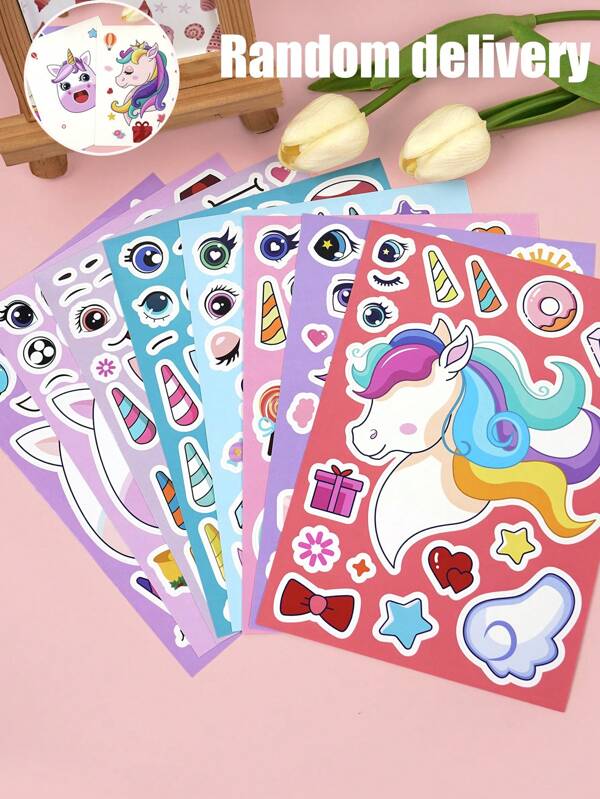 2025 Nuovi adesivi in glitter di cartoni animati con unicorno per bambini, adesivi per creare un viso di unicorno, adesivi con diversi disegni di unicorno, gioco di attività di adesivi puzzle di unicorno fai-da-te, regali per feste di compleanno di bambini, adesivi "Buon compleanno", articoli di partito per bambini, volto di unicorno, regali di partito per bambini, adesivi per compleanni, calendario dell'avvento per bambini, tatuaggi per bambini, unicorni per bambini, adatti per forniture per feste di compleanno di bambini, progetti d'arte, ricompense, festival, regali