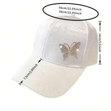 [Elegant | Rhinestone] Lightweight Breathable Polyester Elegant Rhinestone Butterfly Baseball Cap For Women | Adjustable Fit, Lace Print | Perfect For Spring & Summer, Valentine's Day - 黑色C - 查看 3
