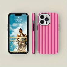 Striped Pink On Pink Tough Phone Case|  16 15 14 13 12 11 Pro Max Case