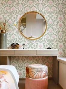 Rollo de papel tapiz autoadhesivo de 44.5*100cm - Material de vinilo decorativo autoadhesivo para mejoras en el hogar, con patrón floral vintage bohemio adecuado para dormitorio, sala de estar, cocina, escritorio, armario