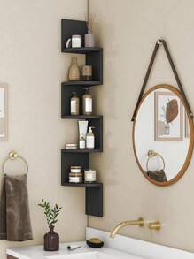 1pc Wall Mounted Storage Rack, Creative 5-Tier Corner Triangular Wall Shelf, Semicircle Display Rack, Wall Mounted Corner Bookshelf (Light Not Included)