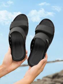 Chinelos masculinos de moda de verão - , Sola antiderrapante, Conforto durante todo o dia, Material de PU, Ideal para o dia a dia, trabalho, praia, férias, presente perfeito para feriados! Sandálias, Sandálias de enfiar, Chinelos de praia de bico aberto de verão