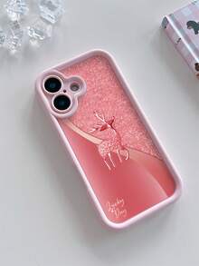 1pc Minimalist Lucky Deer Pattern Matte Anti-Drop Powder Coated Phone Case Compatible With Samsung And Compatible With IPhone 16/15/14/13/12/11/XSMAX/X/XS/XR/7PLUS/8PLUS/7/8/S21/22/23/24/25