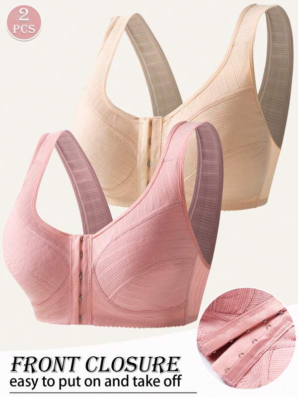2 piezas Sujetador sin aros con cierre delantero push-up y anti-caída sexy para mujer, perfecto para verano