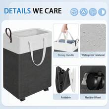 75L Large - Capacity Rolling Laundry Basket, Laundry Hamper With 4 Smooth Wheels, Collapsible Waterproof Clothes Basket, Freestanding Hamper With Handles For Bedroom/Dorm/Laundry Room (Gray) - Camel - View 5