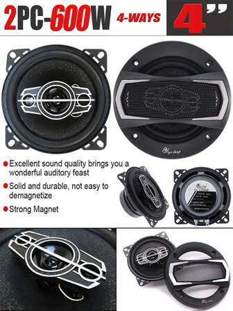4/5/6 inch 300W/400W/600W 4-weg auto hifi coaxiale luidspreker met stofkap en audiokabel, auto audio muziek stereo full range frequentie luidsprekers, auto-accessoires