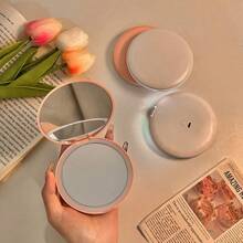 1 Set 1X/2X Portable Travel Makeup Mirror Rechargeable Handheld Vanity Mirror For Women Compact Travel For Go Touch Ups And Everyday Use Lightweight And Practical Design,Daylight LED Folding Mirror.Pocket Mirror For Handbag Purse.