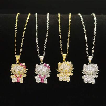 Sanrio Sanrio 1pc Hello Kitty Men's T-Shirt Accessory Necklace Funny Cartoon Cute Fashion Shiny Pendant Necklace For Everyday Wear For Party Dating Gifts