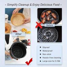 100Pcs Air Fryer Disposable Paper Liner Fits 3-5QT Non-Stick Air Fryer Parchment Air Fryer Baking Microwave Basket Oil Resistant Oil Resistant Baking Parchment Thick (Round, 6.5 Inches)