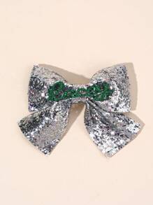 1 件女童定制名字闪光发饰，定制纯色亮片蝴蝶结鳄鱼夹，闪亮个性发夹，定制文字蝴蝶结礼品发夹，儿童发饰