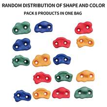 8 件彩色形状和颜色随机攀岩配件 - 耐用 PP 材质，室内/室外攀岩握把，运动大型攀岩和安装五金攀岩握把攀岩墙游乐园攀岩墙设备配件（不包括螺丝） - 彩色 - 查看 4