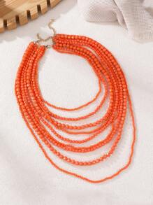 Colar vintage grande de acrílico marrom com cascata, feito à mão, 1 peça, colar casual em camadas para mulheres