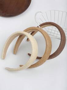 1 Stück Boho Sommer Stroh geflochtenes Haarband, vielseitiges einfarbiges Haarzubehör für den Alltag und Strand/Urlaub, Sommerurlaub, Strandaccessoires, Haarzubehör, Haarreif, Diadema, Haarreifen