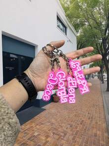 1pc Customizable Pink Acrylic Keychain, Multilayered Personalized Keychain With Different Fonts, Cute Pendant Keychain, Personalized Gift For Back To School, Anniversary, Valentine's Day, Holiday