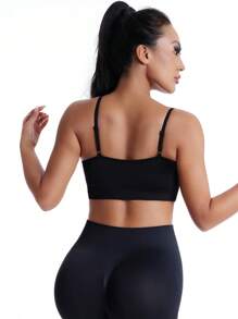 4pcsWomen's Multi-Color Base Layer Top, Sports Bra With Cups And Thin Shoulder Straps, Detachable Padded Push-Up Bra, Fitness And Running Vest, Sexy Yoga Top